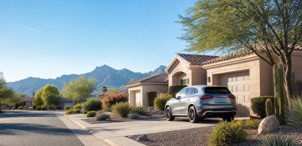 Arizona home and parked vehicle